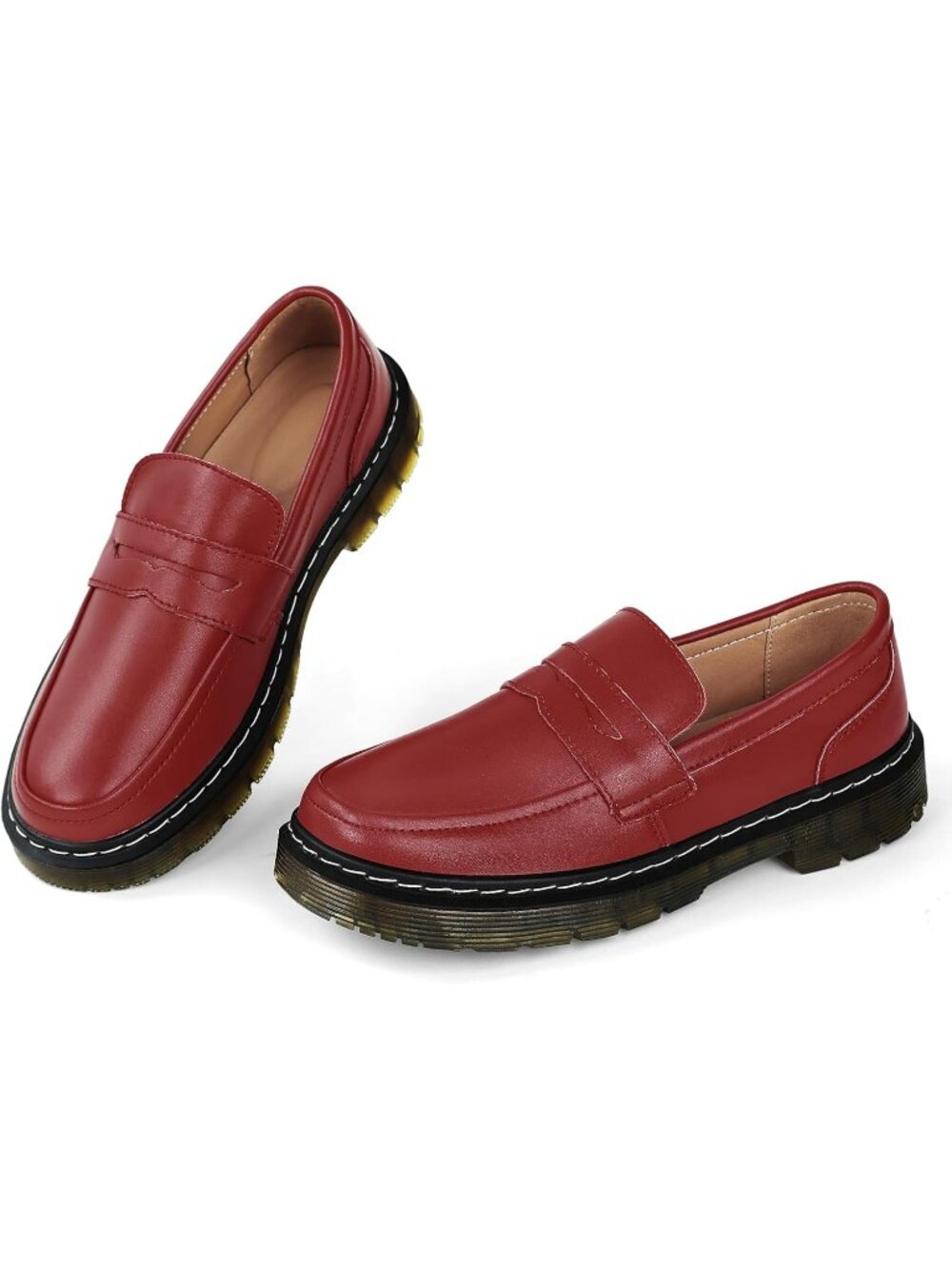 Women's Burgundy Classic Penny Loafers Fashion Driving Moccasins Shoes